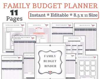 Budget Planner,Financial Planner, Digitally Editable Money Management,Weekly Budget,Monthly Budget,Yearly Budget,Savings Plan,Tax Worksheets