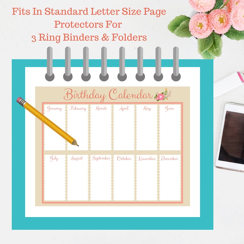 birthday calendarbirthday calendar printable editable etsy