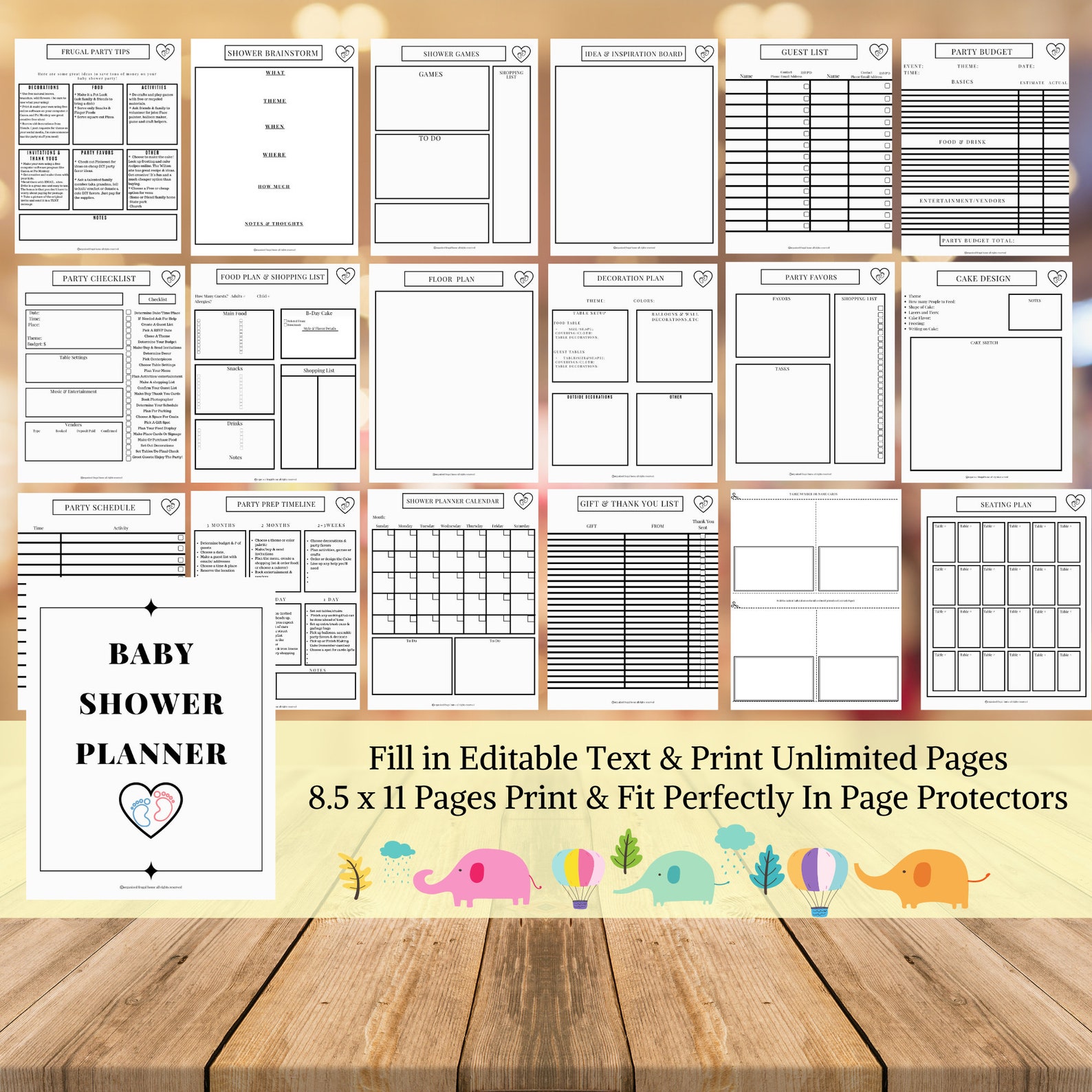 Baby Shower Planner Printable Event Planner Baby Shower Etsy