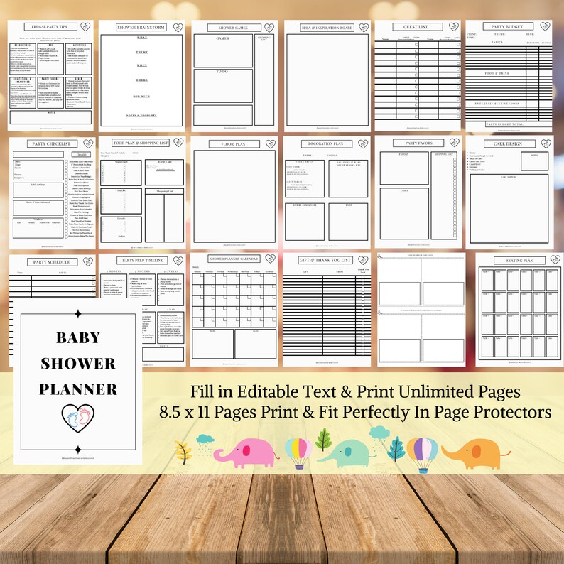 Baby Shower Planner Printable Event Planner Baby Shower Etsy
