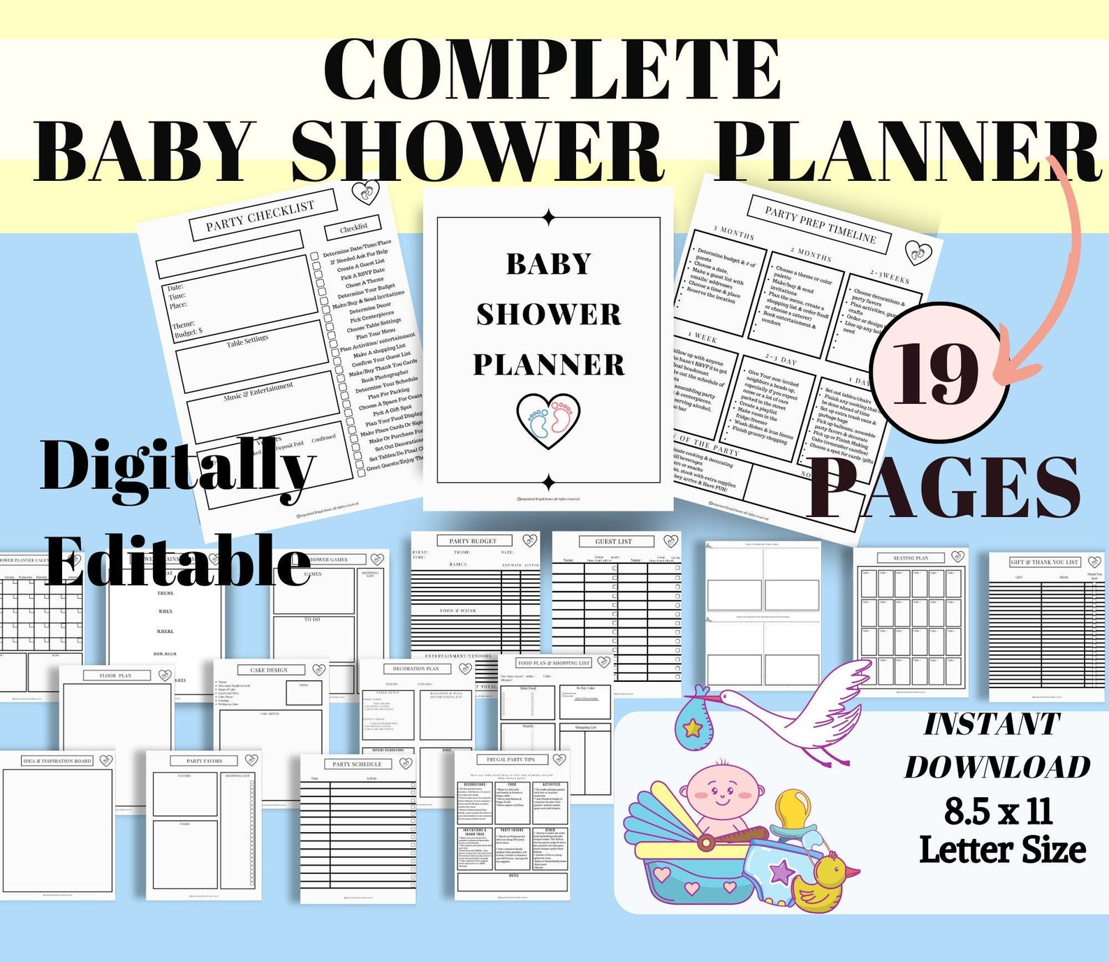 Baby Shower Party Planner Printable Event Planner Baby Etsy