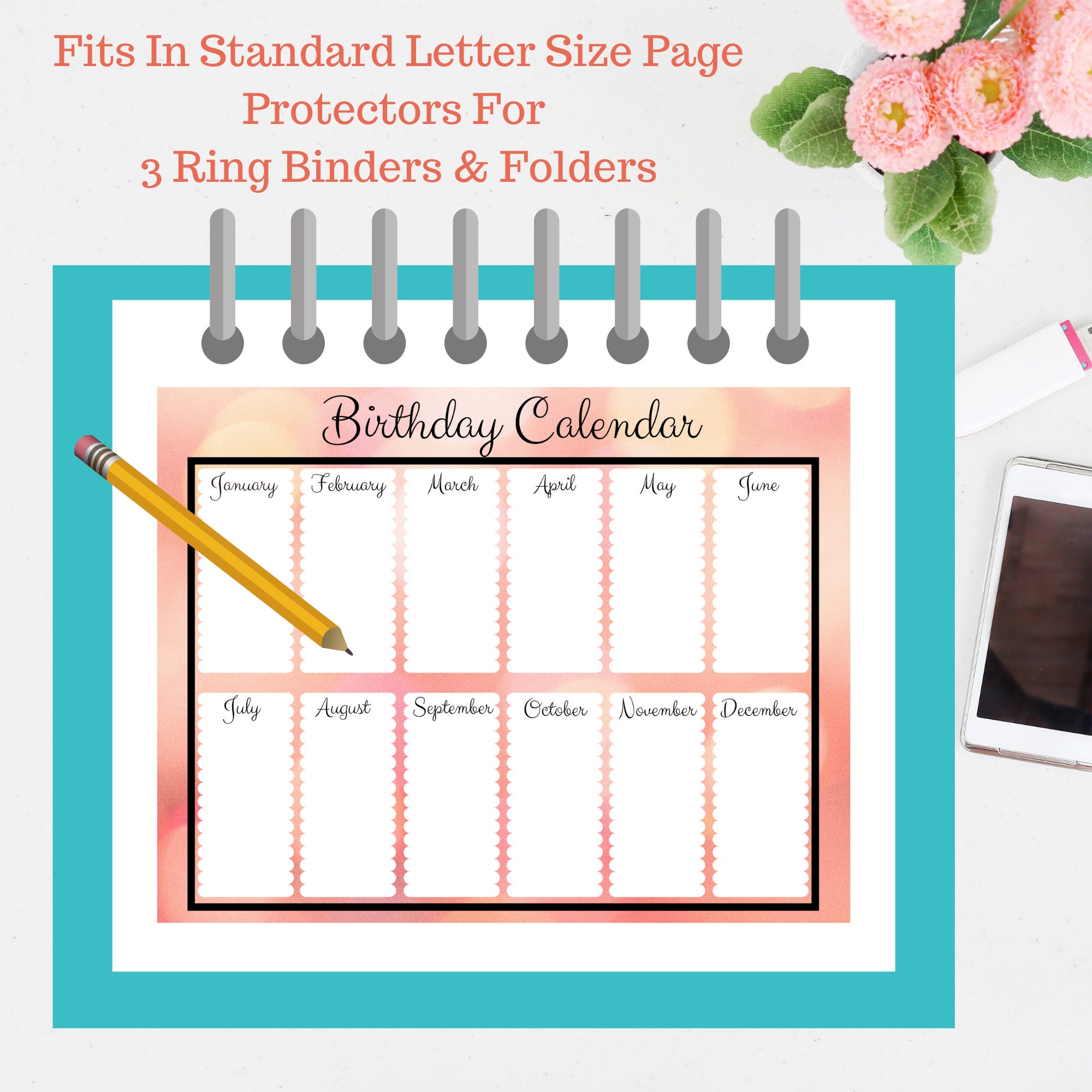 editable birthday calendar printable birthday calendar etsy