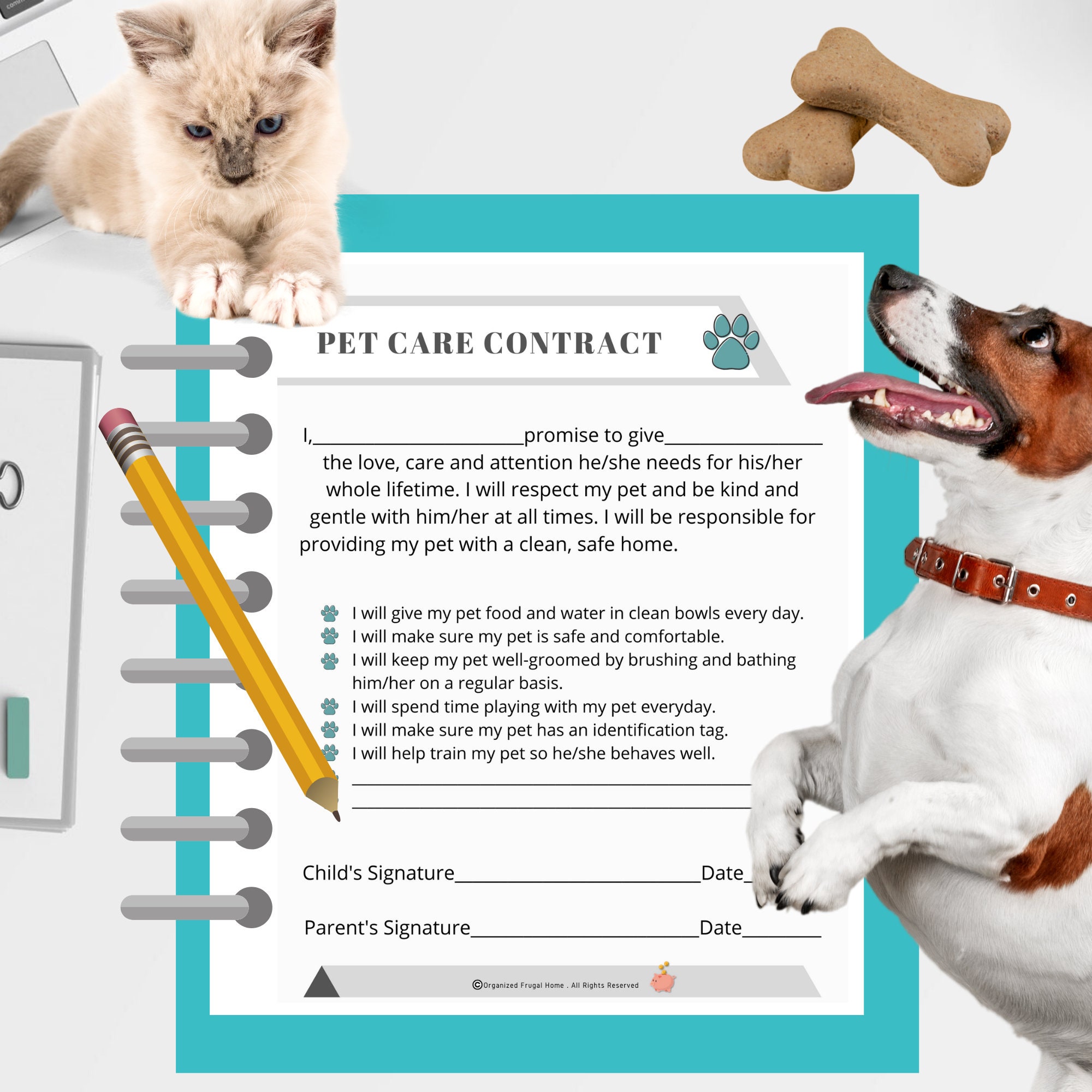 Pet Care Contract PrintableFamily Pet Planner | Etsy