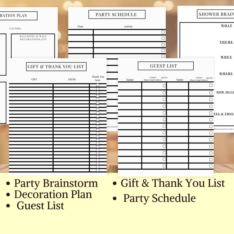 Baby Shower Party Planner Printable Event Planner Baby Etsy
