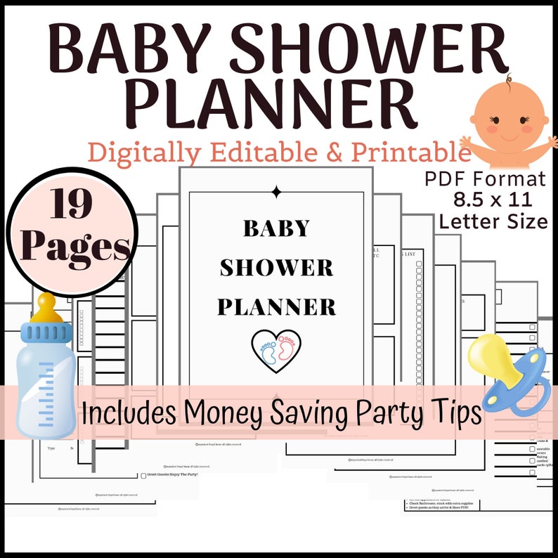 Baby Shower Party Planner Printable Event Planner Baby Etsy