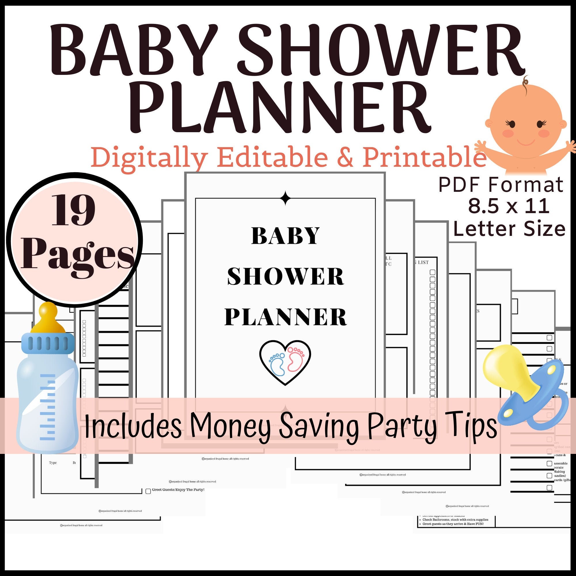 Baby Shower Party Planner Printable Event Planner Baby Etsy