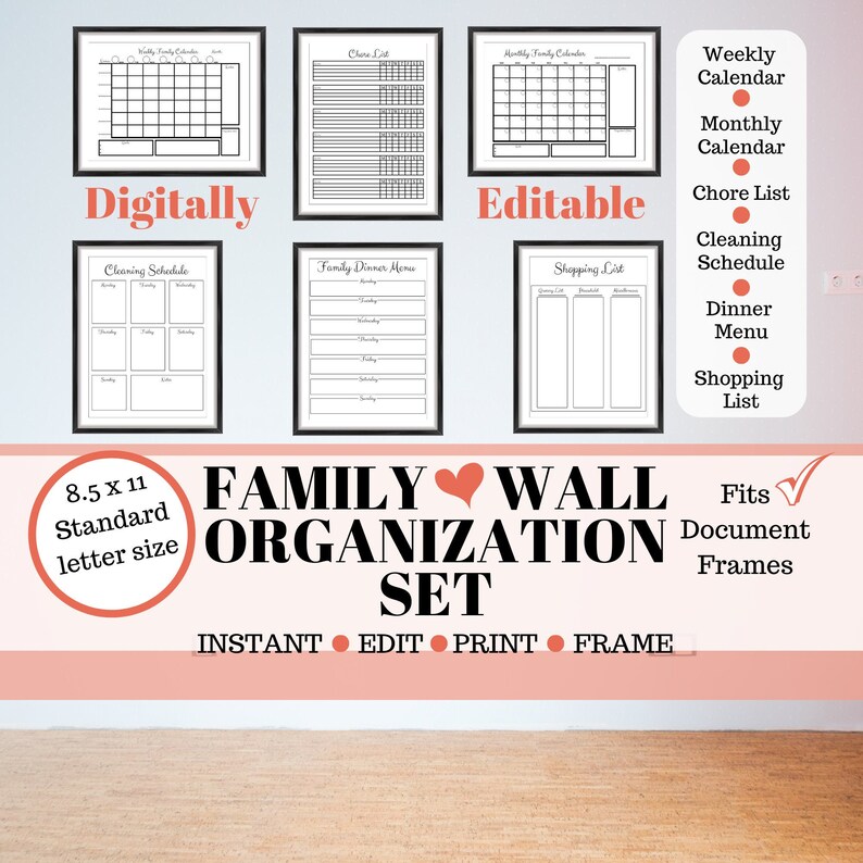 Family Wall Organizer SetPrintable Family Planner Etsy