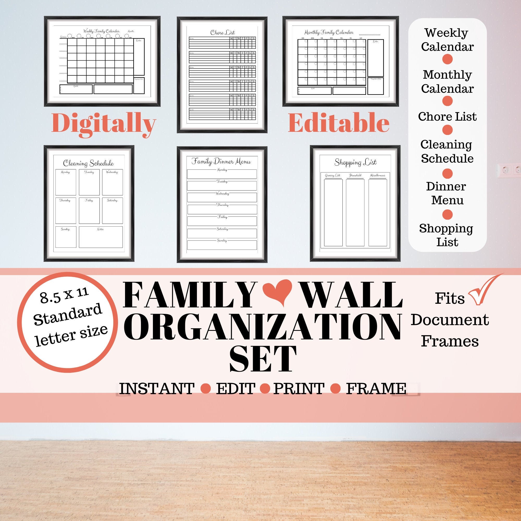Family Wall Organizer SetPrintable Family Planner Etsy