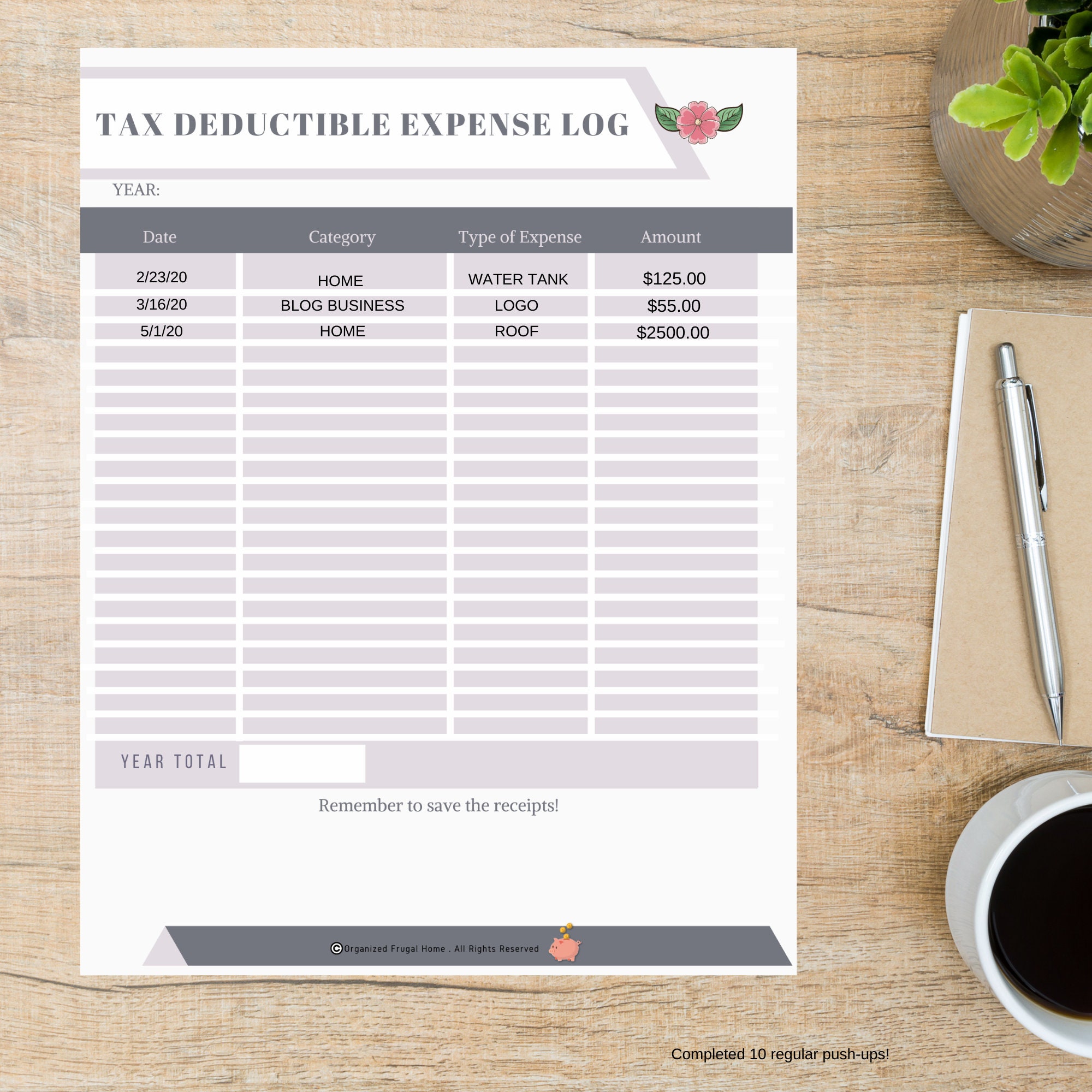 Tax organizer printable for tax deductions tax season | Etsy