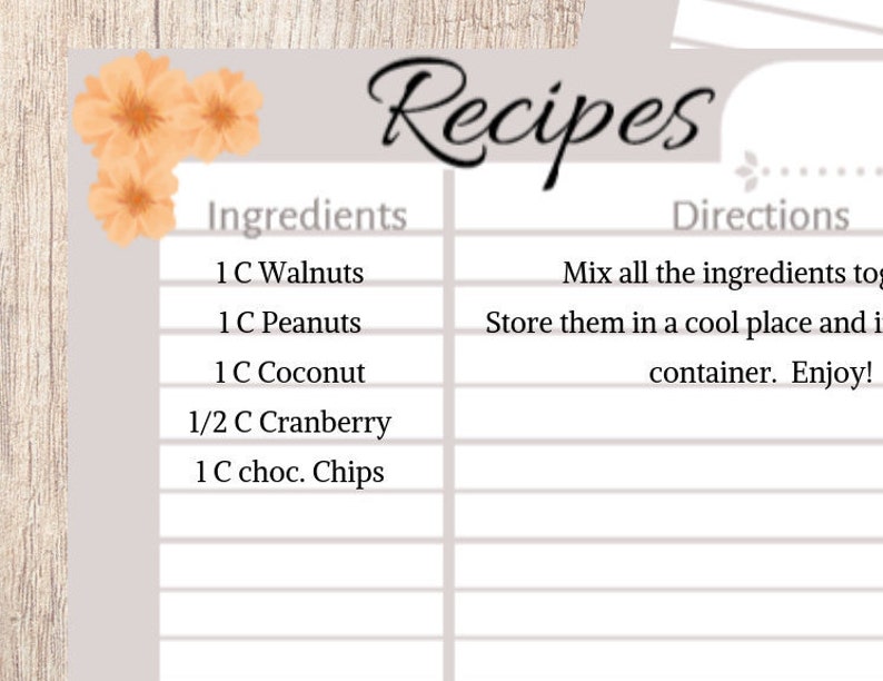 Recipe Cardsrecipe Printableeditable 3x5 Printable Recipe - Etsy