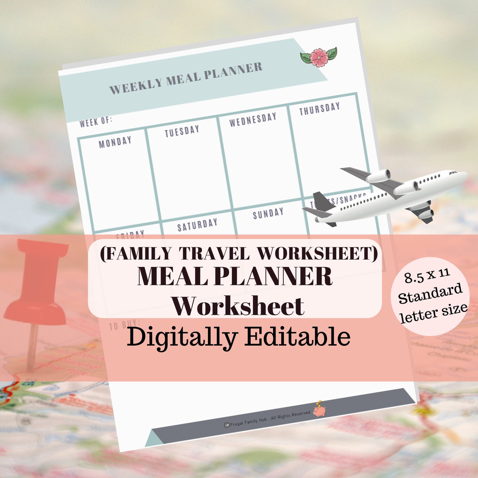 Editable Vacation Family Meal Planner Etsy