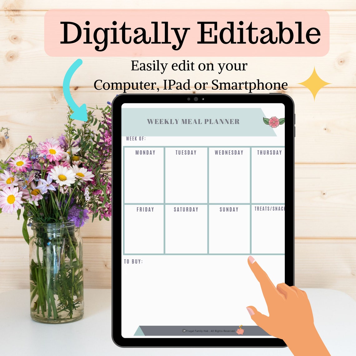 Editable Vacation Family Meal Planner Etsy
