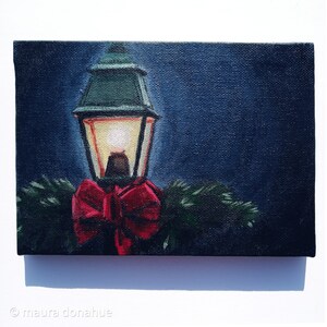 Luz de la calle de Navidad (festividad festiva resplandor corona de arco noche mágica tarjeta lámpara azul rojo verde)