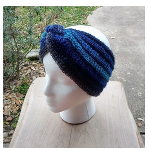 Women&#39;s Striped Twisted Ear Warmer / Handmade Crochet Winter Headband / Christmas Gift Ideas/ Birthday Gifts
