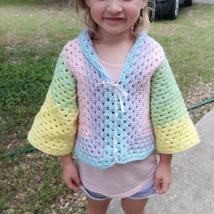 Toddler&#39;s Good Vibes Cardigan / 4T Pastel Rainbow Sweater