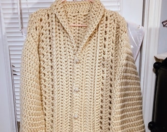Handmade Crochet Cardigan: Women's Acrylic Winter Jacket