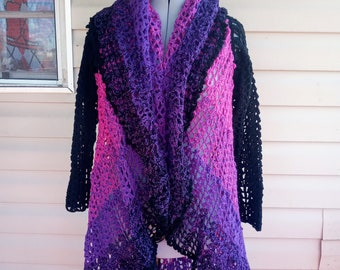 Handmade Crochet Lace Cardigan: Fairy Inspired Acrylic Jacket (S/M)