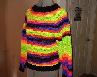 Neon Raglan Sweater / Halloween Vibes Sweater