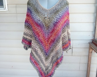 Handmade Lace Poncho: Lightweight Spring Shawl, One Size