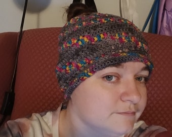 Meteorite's Delight Messy Bun Beanie Crochet Pattern