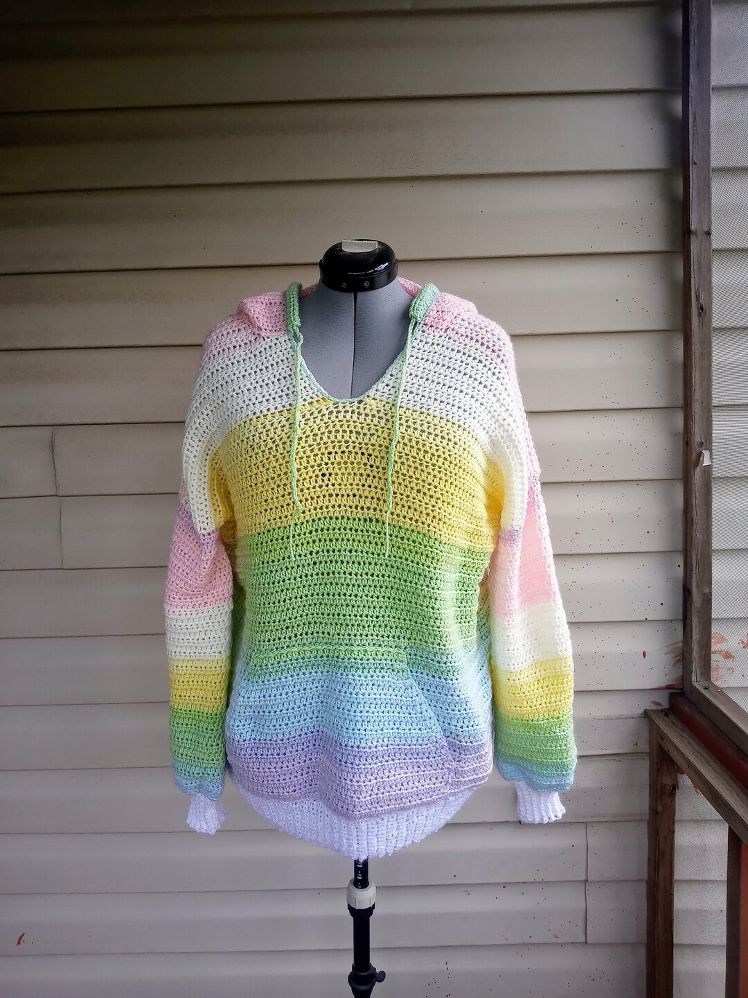 Pastel Rainbow Hoodie / Women's Pocketed Sweater Etsy