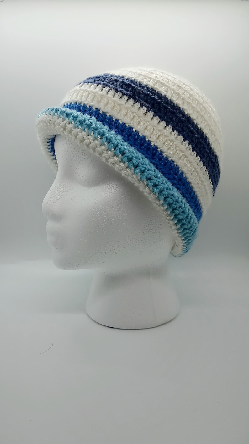 Striped Fitted Crochet Beanie / Handmade Striped Crochet | Etsy