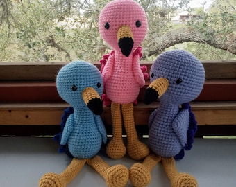 Crochet Flamingo Stuffed Animal Toy / Amigurumi Bird Lovey