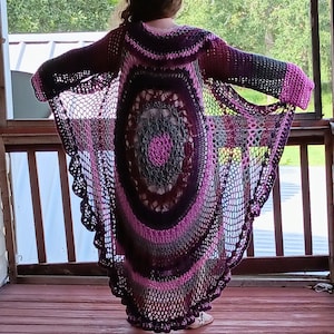 Lotus Mandala Duster / Women&#39;s Cardigan / Handmade Crochet Jacket
