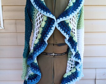 Lotus Mandala Duster / Women's Cardigan / Handmade Crochet Jacket