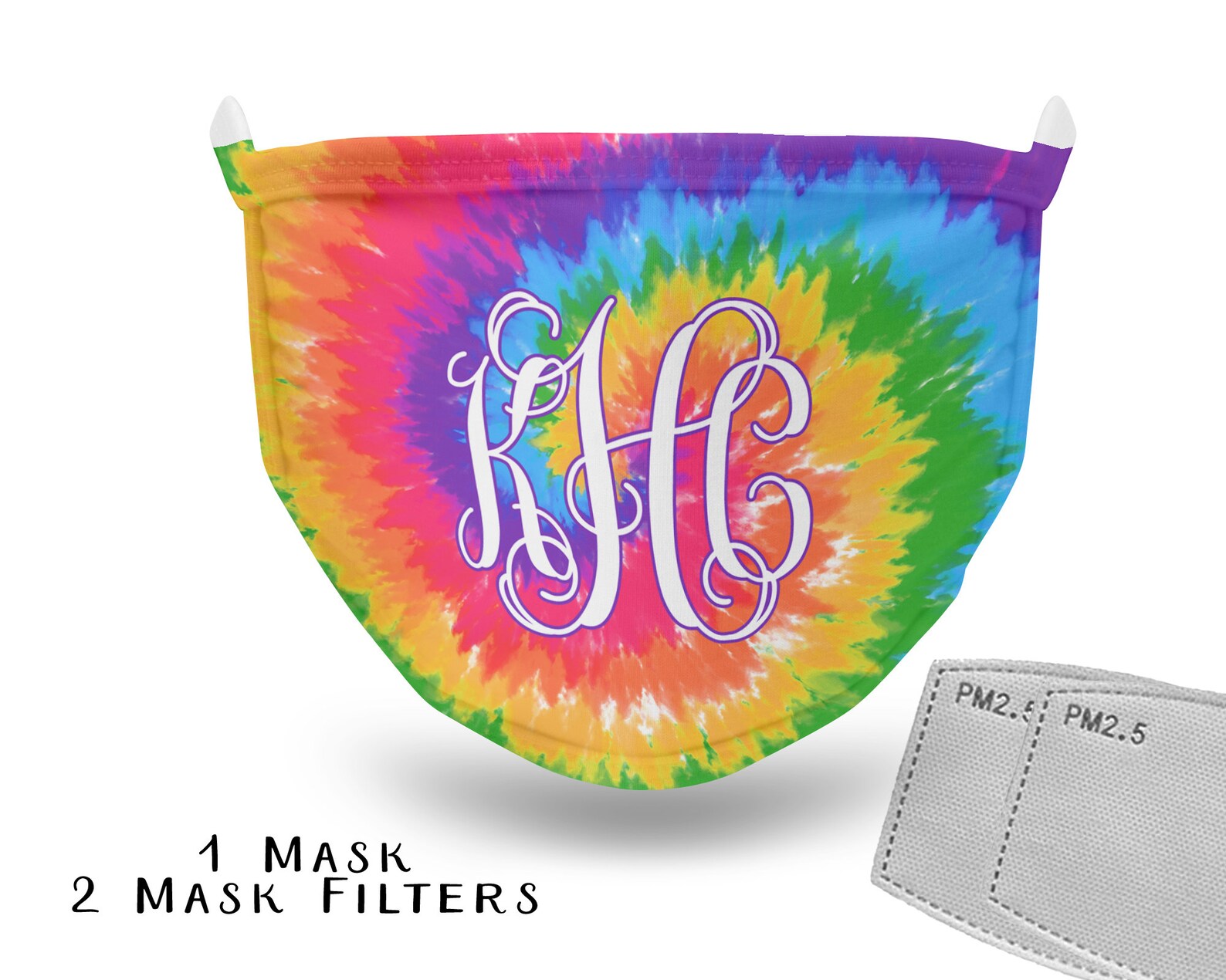 Personalized Tie Dye Face Mask Monogram Mask w Filter Pocket Etsy