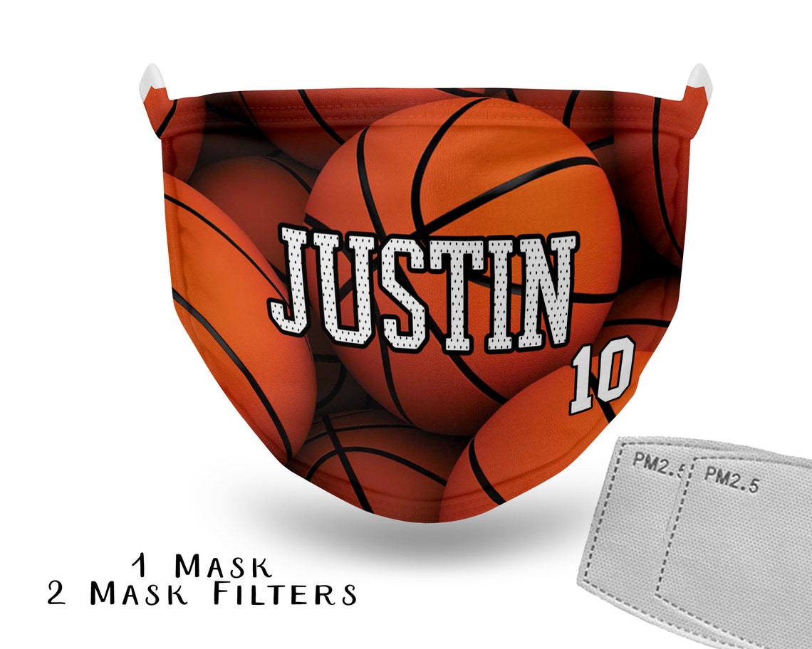 Basketball Personalized Kids Face Mask Basketball Team Mask Etsy