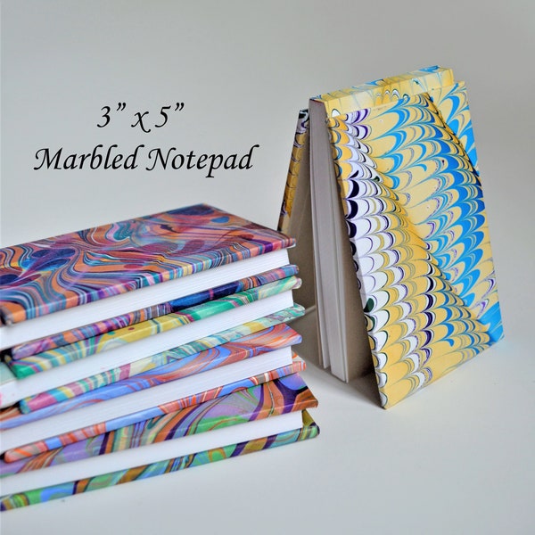 Marbled Notepad - Selected at Random (Small Blank Book), Hardbound notepad, Water marbled paper, Pocket Notepad