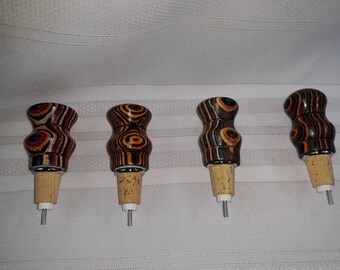 Hand Turned Wood Liquor Spout, Multicolored Laminate Bottle Stopper, Father's Day