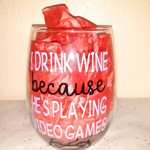 Stemless wine glass, video games, gamer, mothers day, wine lover, funny wine glass