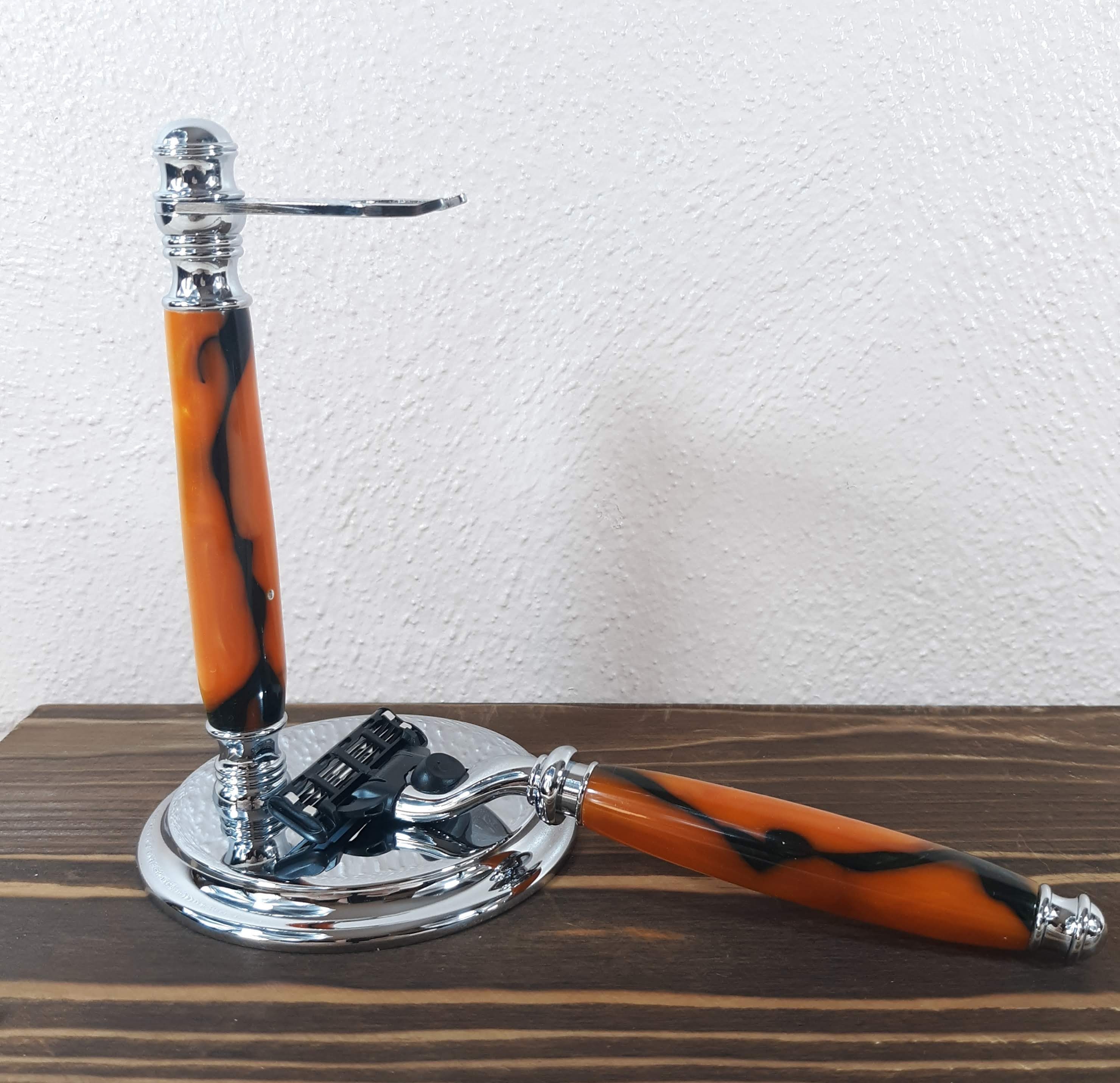 Hand Turned Acrylic Razor With Chrome Stand, Mach3 Compatible - Etsy