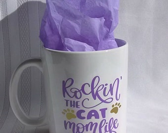 Cat Mom Life Coffee Mug, Cat Lover Gift