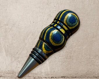 Hand Turned Wooden Bottle Stopper, Multicolored Laminate, Wine Collection