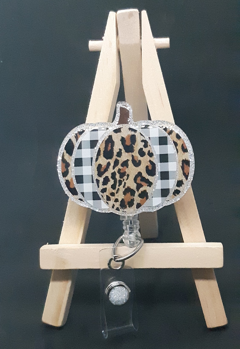 Leopard pumpkin nurse badge reel Halloween badge reel cheetah print badge reel nurse badge reel Fall badge reel teacher badge reel