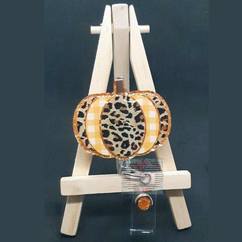 Leopard pumpkin nurse badge reel Halloween badge reel cheetah print badge reel nurse badge reel Fall badge reel teacher badge reel