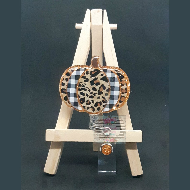Leopard pumpkin nurse badge reel Halloween badge reel cheetah print badge reel nurse badge reel Fall badge reel teacher badge reel