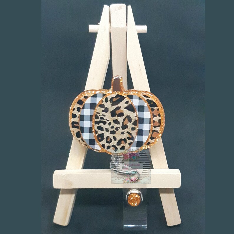 Leopard pumpkin nurse badge reel Halloween badge reel cheetah print badge reel nurse badge reel Fall badge reel teacher badge reel