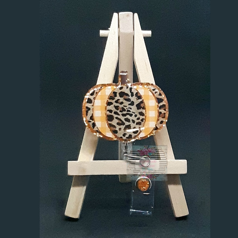 Leopard pumpkin nurse badge reel Halloween badge reel cheetah print badge reel nurse badge reel Fall badge reel teacher badge reel