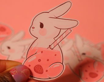 strawberry bunny sticker, anime art style