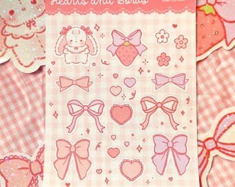 hearts and bows sticker bundle