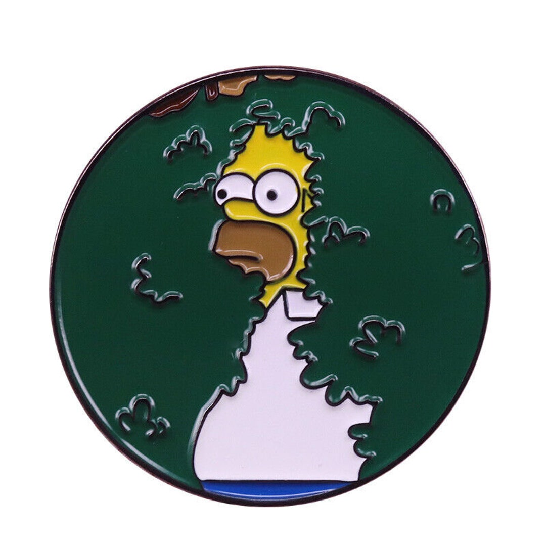 The Simpsons Homer Simpson Hidden in the Hedge Metal Enamel Etsy