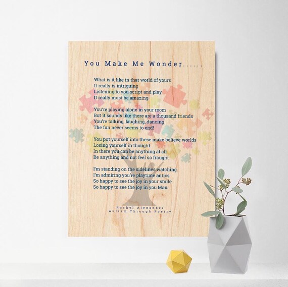 You Make Me Wonder Poem Autism Wall Art Autism Gifts Autism Etsy