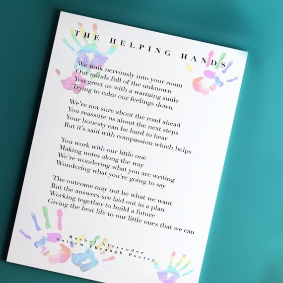 Helping Hands Poem ABA Therapy Gift Gift for Therapist SLP Etsy