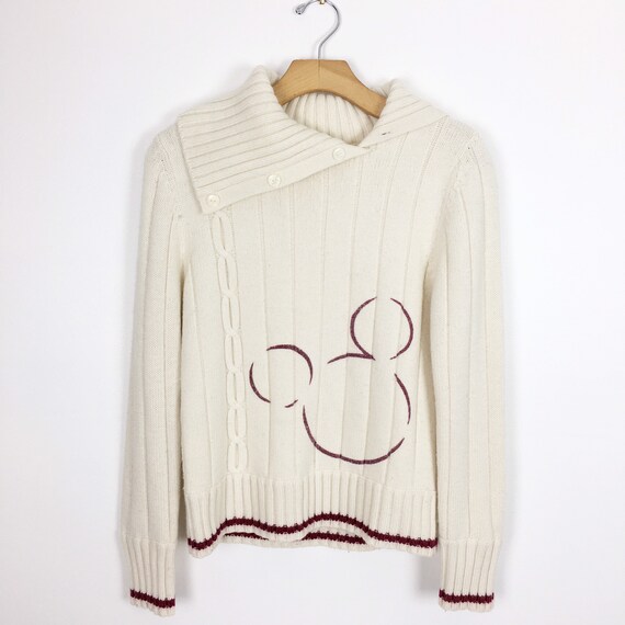 Vintage Disney Mickey Mouse Button Cowl Neck Sweat