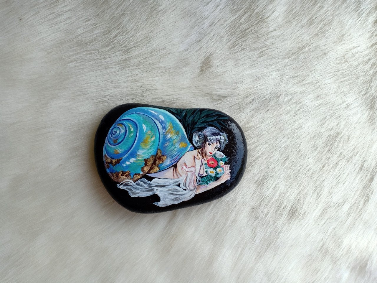 Schneckenmädchen Rock Schneckenmädchen Bemalter Stein | Etsy