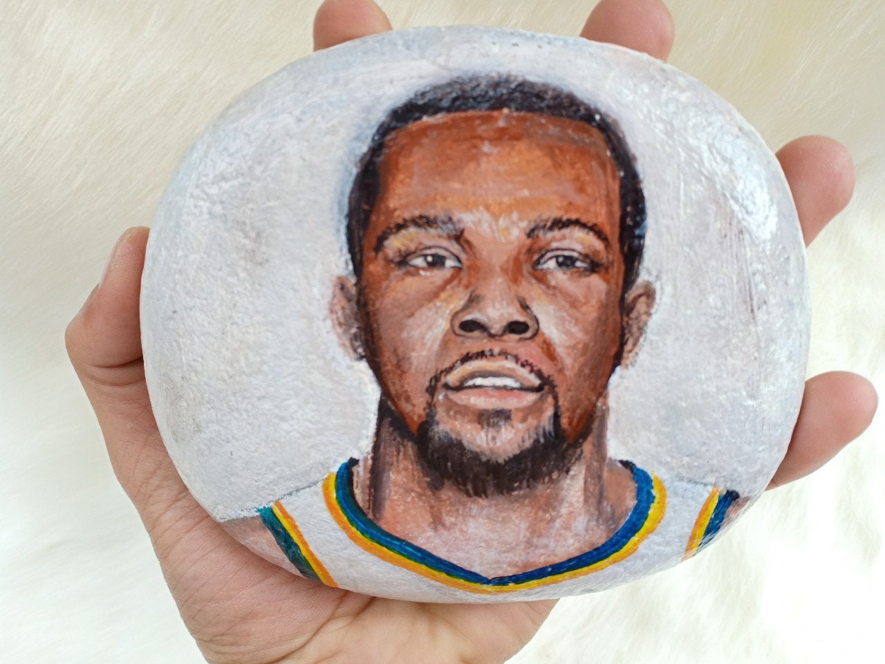 Ooak Hand Painted Kevin Durant Portrait On Natural Rock ...
